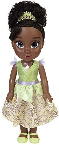 Disney Princess Bambola Principessa Tiana 38 cm con bellissimi occhi scintillanti, abito scarpette e tiara, bambine dai 3 anni in su