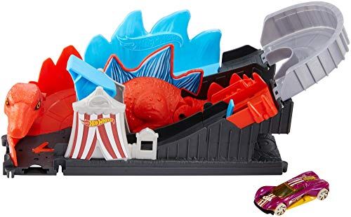 Hot Wheels Attacco alle Montagne Russe Pista Dinosauro Attacco alle Montagne Russe Pista Dinosauro Playset per Macchinine con Veicolo Incluso, Gioco per Bambini 4+ Anni,