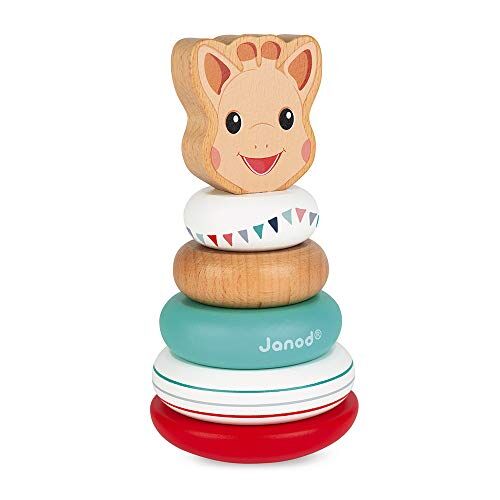 Janod Wooden Stackable Roly-Poly 'Sophie la Girafe' Toddler Manipulation Toy For children from the Age of 1,