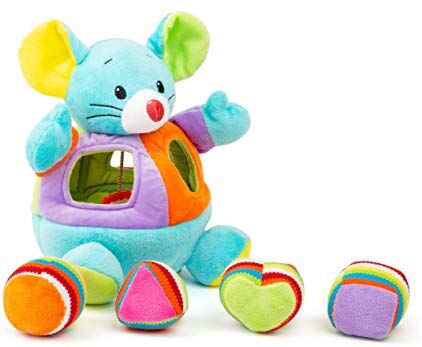 Small Foot - Topolino Peluche ad Incastro, motricità con sonaglio e funzioni sonore Giocattoli, Multicolore,