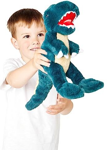 Zappi Co Peluche Riciclato al 100%, T-Rex (28cm di lunghezza) Morbido, soffice, ecologico, collezione di animali per neonati, primo bambino