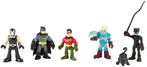 Fisher Price Imaginext DC Super Friends Batman Heroes & Villains Pack con Batman Robin Catwoman e Bane Mr. Freeze.