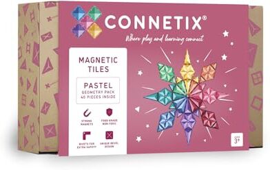 Connetix Piastrelle 40 pz Pastello Geometria Confezione di Piastrelle Magnetiche   Dove Play and Learning Connect