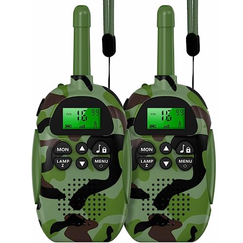 uleway Walkie Talkie Bambini Ricaricabili Longue Portée, Ricetrasmittenti 16 Canali con LCD Retroilluminato Funzione VOX Blocco Tastiera Torcia, Regalo per Ragazze e Ragazzi di 3-12 Ann-Mimetico