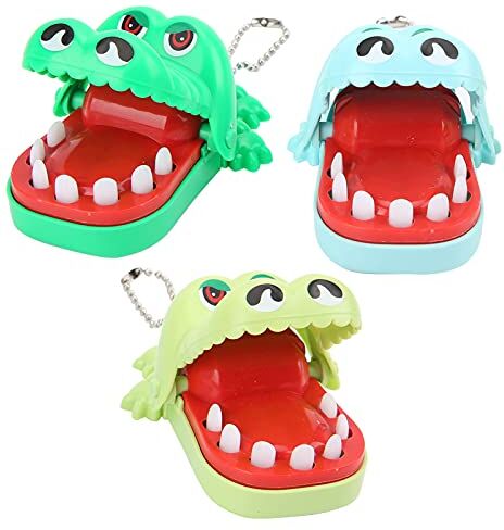 Sluffs 3 Pezzi Carino Mordere Dito Giocattolo, Bambini Cartone Animato Denti di Animali Giocattoli Mordere Dito Dentista Giochi Giocattoli Divertenti Gioco Portachiavi Set Regalo(3pcs)