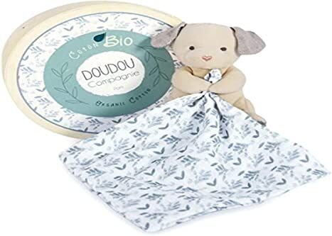 Doudou et Compagnie Doudou Cane Doudou piatto biologico Blu 25 cm Doudou Botanic Bio