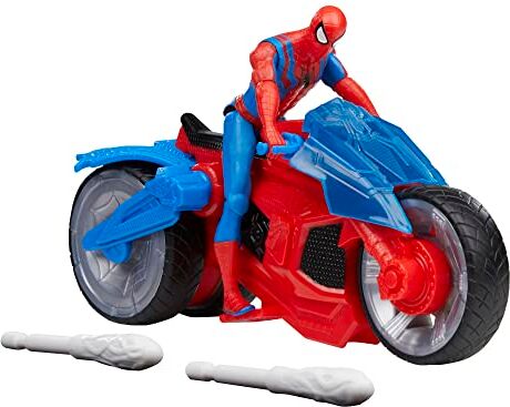 Hasbro Marvel, Motocicletta Spara Spider-Man, Set con Action Figure da 10 cm e 2 Colpi di Ragnatela, Multicolore, Medium, 5010994182533