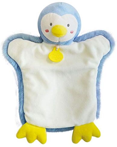 Doudou et Compagnie Doudou  Burattino a mano pinguino 25 cm Blu/Bianco