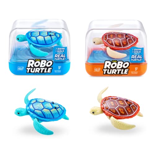 ROBO ALIVE Robo Turtle Tartaruga da nuoto robotica (confezione da 2, arancione e blu)