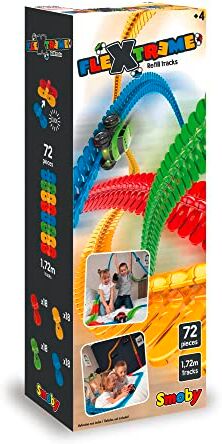 Smoby Flextreme Refil Tracks, 7600, 4 anni, 72 pezzi, 1,72 metri, 4 colori, aggancio a clip, binari flessibili