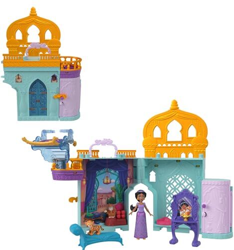 Mattel Disney Princess Set Componibili Il Castello di Jasmine, playset con mini bambola, 2 amici personaggi e 7 accessori inclusi, ispirato al film Disney, giocattolo per bambini, 3+ anni,