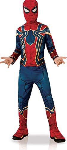 Rubie's RUBIES AVENGERS ufficiale Costume classico per bambini IRON SPIDER. Costume SpiderMan completo taglia 5-6 anni con tuta copri stivali e passamontagna del film Avengers Infinity War