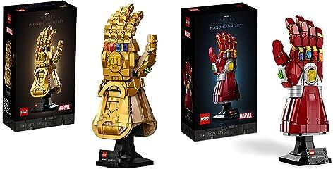 Lego Super Heroes Marvel Guanto dell’Infinito di Thanos, Modello da Costruzione Avengers & 76223 Marvel Guanto dell'Infinito di Iron Man, Modellino da Costruire con Gemme dell'Infinito