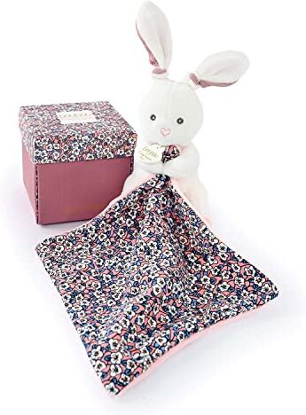 Doudou et Compagnie BOH'AIME – Pantino coniglio con Doudou – Scatola a forma di fiore – Rosa – Idea regalo per la nascita di ragazza e ragazzo – Garanzia Doudou perso –