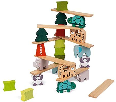 Janod Animali Equilibristi Gioco di Equilibrio Giocattolo Educativo e Didattico Motricità Fine Collaborazione WWF Certificato FSC Da 2 Anni in Su,