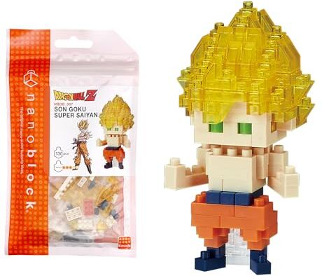 nanoblock Bandai  Son Goku Super Saiyan Dragon Ball Z Mini statuina in mattoncini Gioco di costruzione Kit per il montaggio di personaggi manga pixel NBDB007