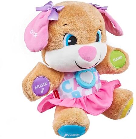 Fisher Price la Sorellina del Cagnolino Smart Stages Ridi & Impara, Morbido Peluche Educativo per Imparare le Prime Parole, con 75+ Canzoni, Luci e Melodie, Edizione: Tedesco,