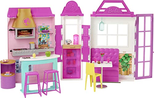 Barbie Playset Il Ristorante con Oltre 30 Accessori da Cucina e 6 Aree da Gioco, Bambola Non Inclusa, Giocattolo per Bambini 3+Anni,