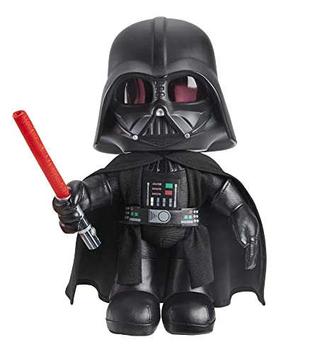 Star Wars Darth Vader Peluche con manipolatore vocale, con luci e Funzione Cambia Voce, Spada Laser Che Si Illumina, da Collezione, Giocattolo e Regalo per Bambini 3+ Anni,