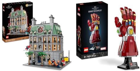 Lego 76218 Marvel Sanctum Sanctorum, Modellino da Costruire Modulare a 3 piani & 76223 Marvel Guanto dell'Infinito di Iron Man, Modellino da Costruire con le Gemme dell'Infinito