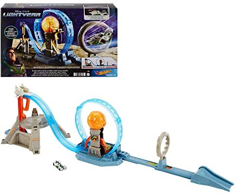 Hot Wheels Character Cars Buzz Lightyear Hyper Loop Challenge Playset, Giocattolo per Bambini 3+ Anni,