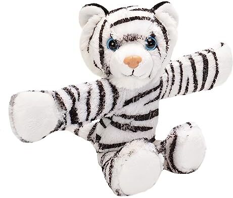 Wild Republic Peluches Animals Huggers-Tigre Peluche con Braccialetto a Scatto Integrato, Colore Bianca,