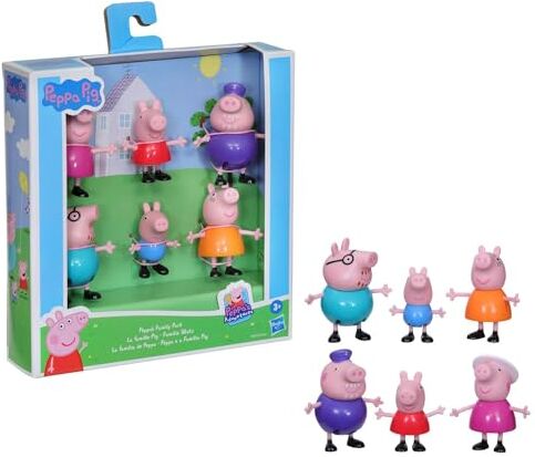 Hasbro PEPPA PIG Playset LA FAMIGLIA PIG con 6 figure di 7cm Peppa George Mamma Papà Nonna e Nonno PIG