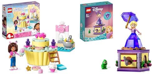 Lego 10785 La Casa delle Bambole di Gabby Divertimento in Cucina con Dolcetto & 43214 Disney Princess Rapunzel Rotante, Giocattolo da Costruire con Mini Bambolina