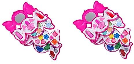 minkissy 2 Set Giocattolo Per Ragazze Giocattoli Pochette Trucchi Trucco Per Bambini Fingere Il Trucco Per i Più Piccoli Bambini Truccati Trucco Per Ragazza Bambino Sambu Lavabile Plastica