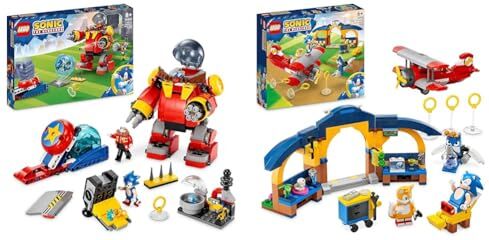 Lego 76993 Sonic the Hedgehog Sonic vs. Robot Death Egg del Dr. Eggman & 76991 Sonic the Hedgehog Laboratorio di Tails e Aereo Tornado, Set con Aereo Giocattolo