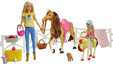 Barbie , Ranch di  e Chelsea, Playset Giocattolo con Due Bambole, Cavalli e Accessori, per Bambini 3 + Anni, , Imballaggio Sostenibile