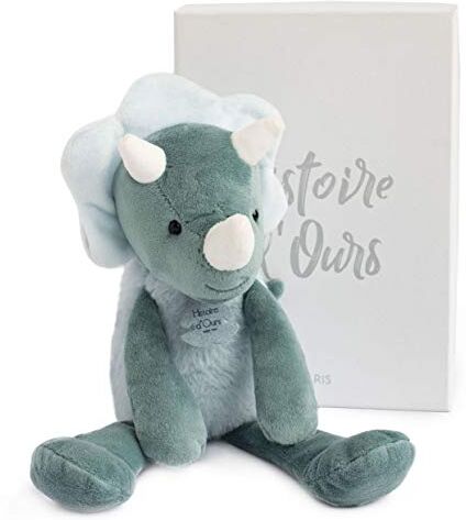 Histoire d'ours Peluche Dinosauro Les Sweety Chou Confezione regalo Verde Grigio 30 cm Idea regalo per la nascita e il compleanno di ragazza e ragazzo