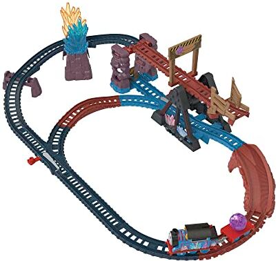 Fisher Price Il Trenino Thomas, Set Avventura nelle Grotte di Cristallo, con Trenino Thomas motorizzato e Ponte Mobile, 9 Pezzi e 2,5 Metri di Pista, Giocattolo per Bambini 3+ Anni,