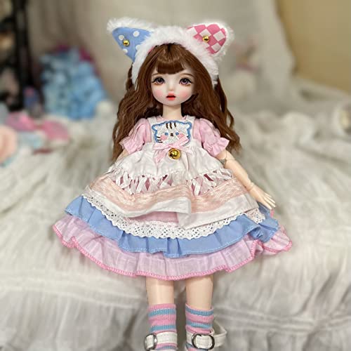 Labstandard 1/6 BJD Doll, Elf Ear Doll Trucco fatto a mano 30,5 cm con snodo a sfera per bambola mobile, set completo per vestiti e scarpe, regalo per ragazze bambini (15)