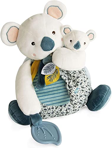 Doudou et Compagnie YOCA Koala Collection Koala Plusch con baby e anello di beissring-25 cm -, Blu