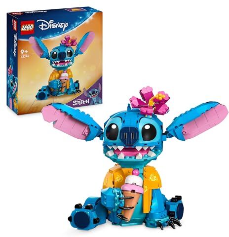 Lego Disney Stitch, Gioco per Bambini e Bambine da 9 Anni in su, Personaggio con Parti Mobili, Camicia e Cono Gelato da Costruire, Giocattolo Fantasy, Idea Regalo Divertente dal Film