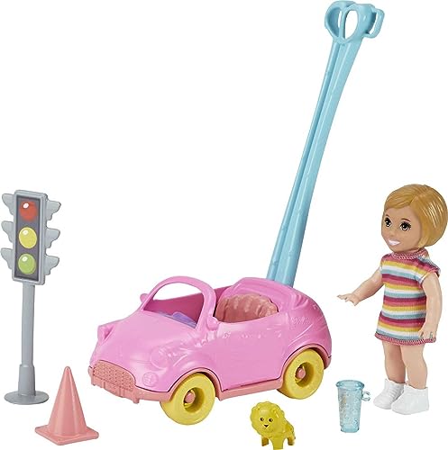 Barbie - Skipper Babysitters Playset con Mini Bambola Bebè, Macchinina e Accessori, Giocattolo per Bambini 3+ Anni,