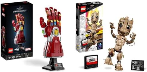 Lego 76223 Marvel Guanto dell'Infinito di Iron Man, Modellino da Costruire & 76217 Marvel Io Sono Groot, Set Costruzioni