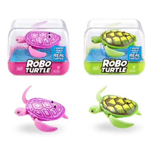 ROBO ALIVE Robo Turtle Tartaruga da nuoto robotica (confezione da 2, verde e rosa)