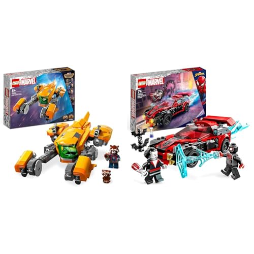 Lego 76254 Marvel Astronave di Baby Rocket, Giocattolo da Costruire del Supereroe dei Guardiani & 76244 Marvel Miles Morales vs. Morbius, Spider-Man Giocattolo da Costruire per Bambini e Bambine