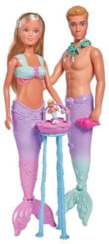 Simba Steffi Love Mermaid Family Bambola a forma di sirena in gravidanza con kevin, con lettino, 29 cm, per bambini a partire dai 3 anni