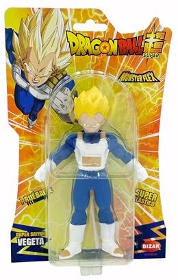 Bizak Monsterflex Dragon Ball Super Saiyan Vegeta Bambola Super Estensibile ed Elastica, 25 cm, 12 da Collezionare, per Adulti Fan Collezionisti e bambini dai 4 anni (64390230)