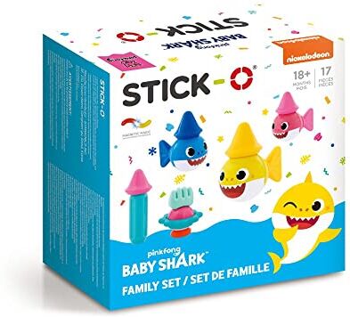 Stick-O Mattoncini Magnetici per Bambini 1+ Anni Giocattoli da Costruzione Creativi Giocattoli Educativi con Magnete Baby Shark Set Famiglia per Ragazze Ragazzi Giocattoli Montessori Set da 17 Pezzi