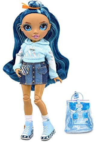 Rainbow High Jr. High Skyler Bradshaw Bambola alla Moda Blu da 23cm con Vestito e Accessori Include Zainetto Apri e Chiudi da Collezionare o Regalare età: dai 6 Anni in su