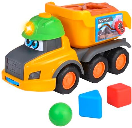 Dickie Toys ABC Veicolo di smistamento Harry Hauler (30 cm) a partire da 1 anno grande camion Volvo con gioco a incastro, forme sonaglio, luce e suono, auto giocattolo per neonati e bambini dai 12