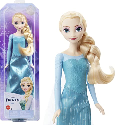 Mattel Disney Frozen Elsa bambola con abito elegante e accessori ispirati ai film Disney Frozen 1, giocattolo per bambini, 3+ anni,