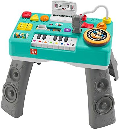 Fisher Price Consolle per DJ Gioca e Impara, tavolino con tastiera musicale, luci, suoni e canzoncine, contenuti Smart Stages, Edizione: Polacco,