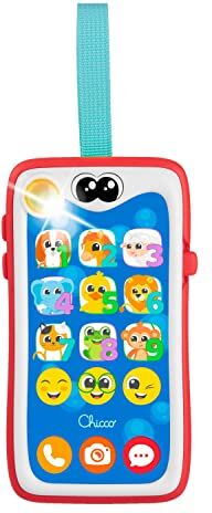 Chicco Smiley Smartphone, Gioco Educativo per Bambini, Giocattolo Parlante e Interattivo, Membrana Touch, Gioco con Luci e Suoni, Laccio per Passeggino e Seggiolino, Giochi Bambini 6 Mesi 3 Anni