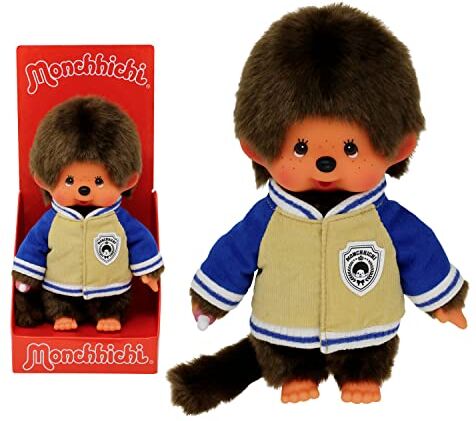 Bandai Monchhichi Peluche Monchhichi giacca teddy Peluche iconico degli anni 80 Peluche dolcissimo 20 cm per bambini e adulti