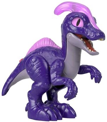 Fisher Price Imaginext Jurassic World Parasaurolofo Dinosauro XL, dinosauro extra-large con luci e suoni, alto 25+ cm, mascella mobile e occhi e corno si illuminano, giocattolo per bambini, 3+ anni,